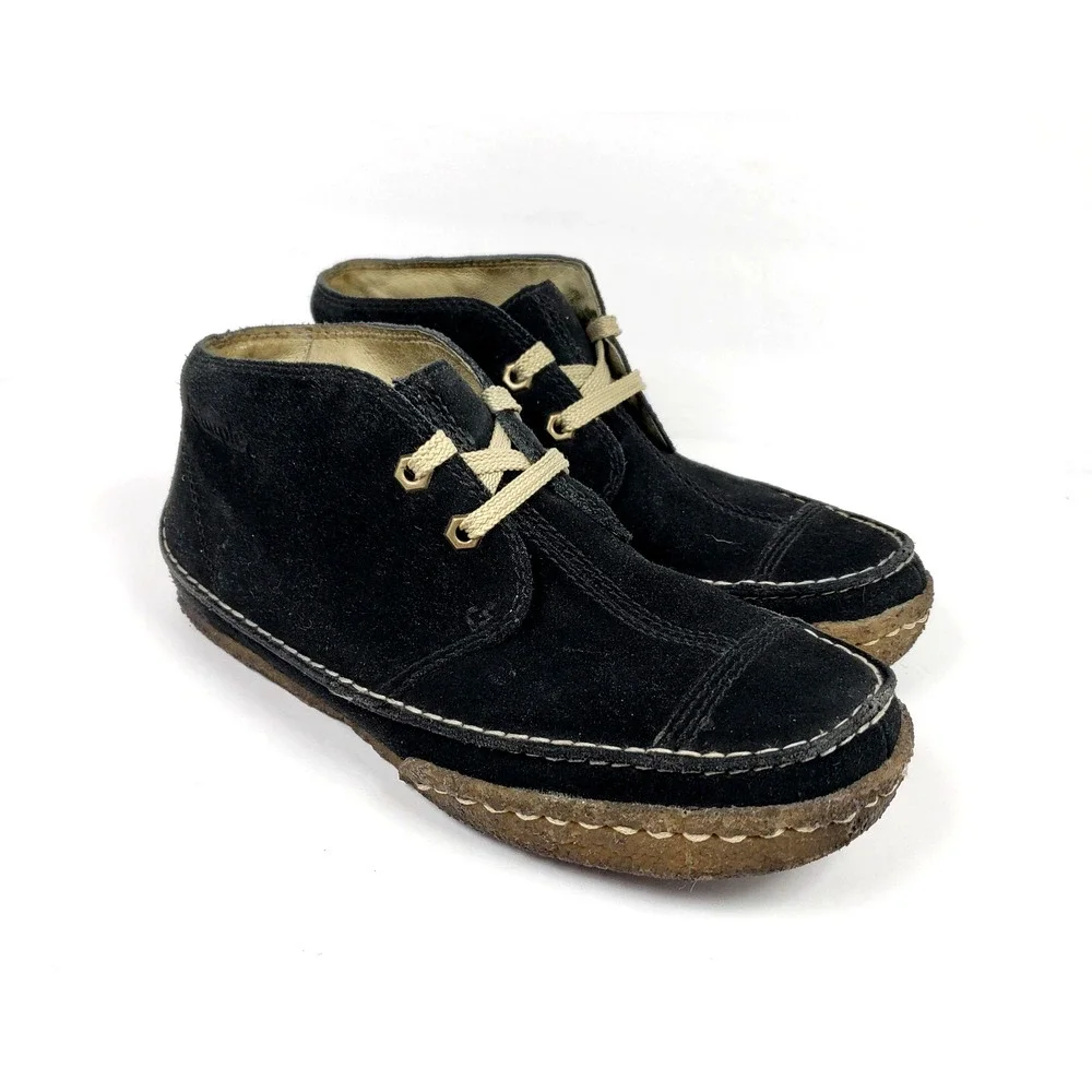 Simple Waldo Mens Sz 7 Womens Sz 9 Black Suede Lace Chukka Bootie Shoes